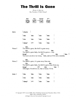 page one of The Thrill Is Gone (Guitar Chords/Lyrics)