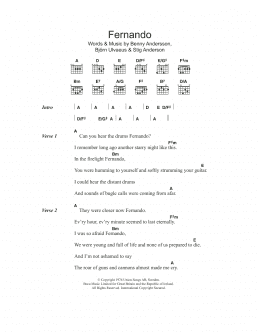 page one of Fernando (Guitar Chords/Lyrics)