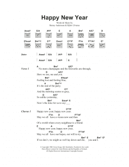 page one of Happy New Year (Guitar Chords/Lyrics)