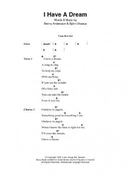 page one of I Have A Dream (Guitar Chords/Lyrics)