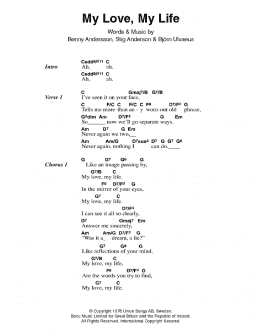 page one of My Love, My Life (Guitar Chords/Lyrics)