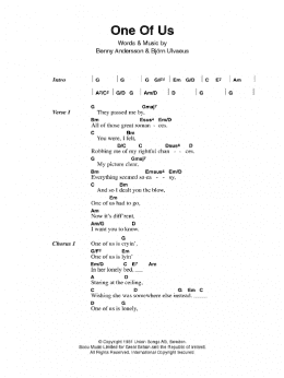 page one of One Of Us (Guitar Chords/Lyrics)