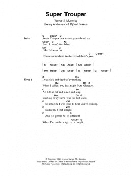 page one of Super Trouper (Guitar Chords/Lyrics)