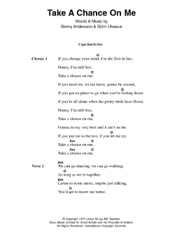 page one of Take A Chance On Me (Guitar Chords/Lyrics)