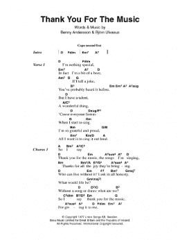 page one of Thank You For The Music (Guitar Chords/Lyrics)