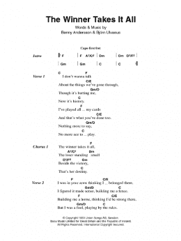 page one of The Winner Takes It All (Guitar Chords/Lyrics)