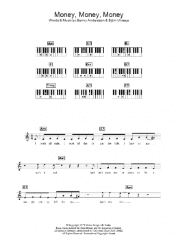 page one of Money, Money, Money (Piano Chords/Lyrics)