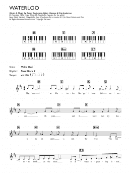 page one of Waterloo (Piano Chords/Lyrics)