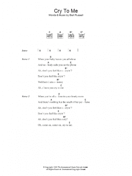 page one of Cry To Me (Guitar Chords/Lyrics)