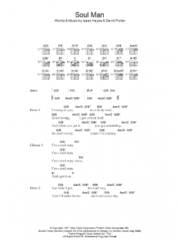 page one of Soul Man (Guitar Chords/Lyrics)