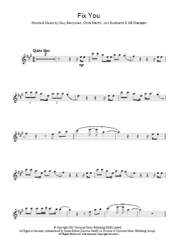 page one of Fix You (Lead Sheet / Fake Book)