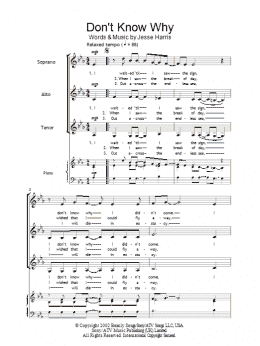 page one of Don't Know Why (SSA Choir)