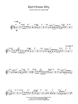 page one of Don't Know Why (Lead Sheet / Fake Book)