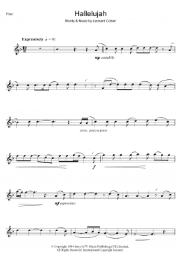 page one of Hallelujah (Flute Solo)