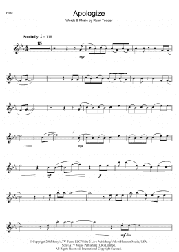 page one of Apologize (Flute Solo)