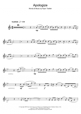 page one of Apologize (Clarinet Solo)