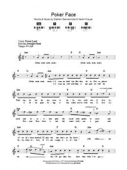 page one of Poker Face (Lead Sheet / Fake Book)