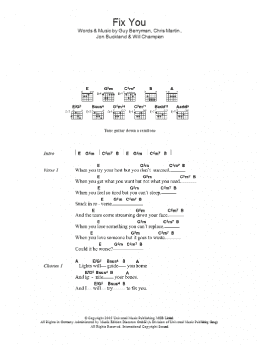 page one of Fix You (Guitar Chords/Lyrics)