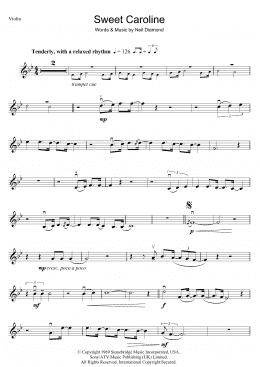 page one of Sweet Caroline (Violin Solo)