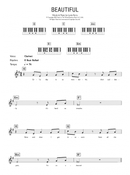 page one of Beautiful (Piano Chords/Lyrics)