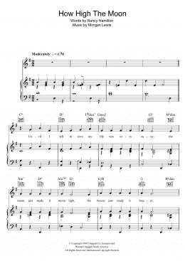 page one of How High The Moon (Piano, Vocal & Guitar Chords)