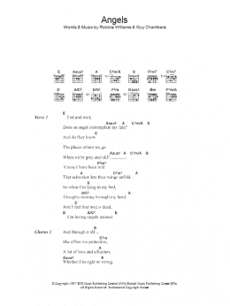 page one of Angels (Guitar Chords/Lyrics)