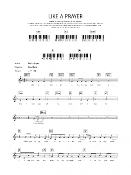 page one of Like A Prayer (Piano Chords/Lyrics)