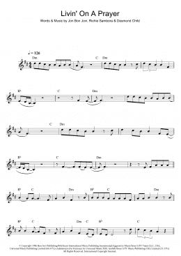 page one of Livin' On A Prayer (Alto Sax Solo)