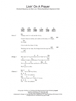 page one of Livin' On A Prayer (Guitar Chords/Lyrics)