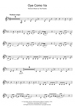 page one of Oye Como Va (Clarinet Solo)