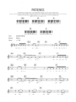 page one of Patience (Piano Chords/Lyrics)