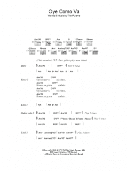 page one of Oye Como Va (Guitar Chords/Lyrics)