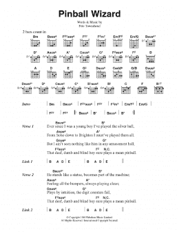 page one of Pinball Wizard (Guitar Chords/Lyrics)