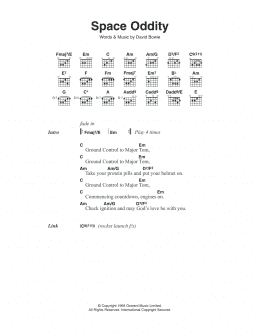 page one of Space Oddity (Guitar Chords/Lyrics)