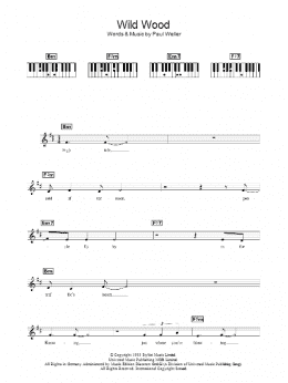 page one of Wild Wood (Piano Chords/Lyrics)