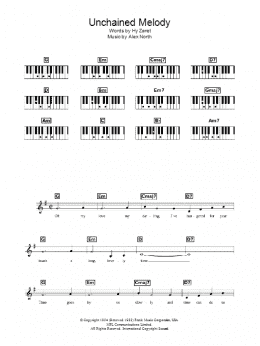 page one of Unchained Melody (Piano Chords/Lyrics)