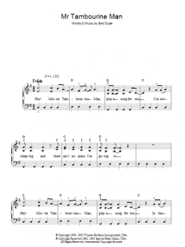 page one of Mr. Tambourine Man (Easy Piano)