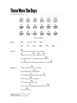 page one of Those Were The Days (Guitar Chords/Lyrics)