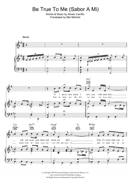 page one of Sabor A Mi (Be True To Me) (Piano, Vocal & Guitar Chords)