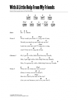 page one of With A Little Help From My Friends (Guitar Chords/Lyrics)