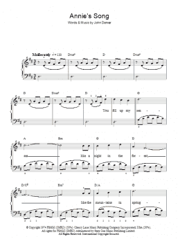 page one of Annie's Song (Easy Piano)