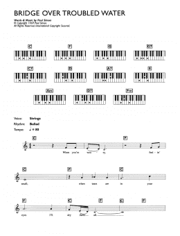 page one of Bridge Over Troubled Water (Piano Chords/Lyrics)