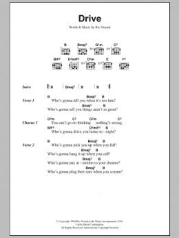 page one of Drive (Guitar Chords/Lyrics)