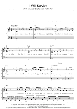 page one of I Will Survive (Beginner Piano (Abridged))