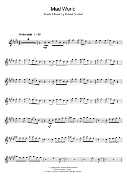 page one of Mad World (Alto Sax Solo)