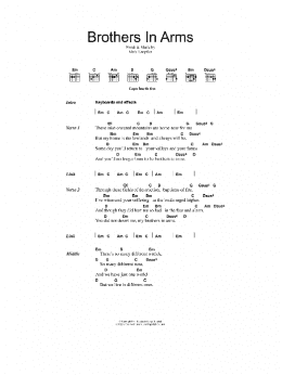 page one of Brothers In Arms (Guitar Chords/Lyrics)