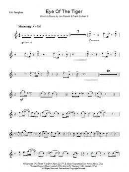 page one of Eye Of The Tiger (Lead Sheet / Fake Book)