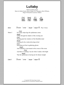 page one of Lullaby (Guitar Chords/Lyrics)