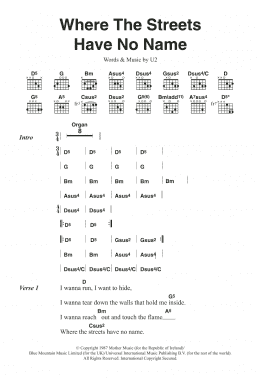 page one of Where The Streets Have No Name (Guitar Chords/Lyrics)