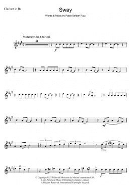 page one of Sway (Quien Sera) (Clarinet Solo)